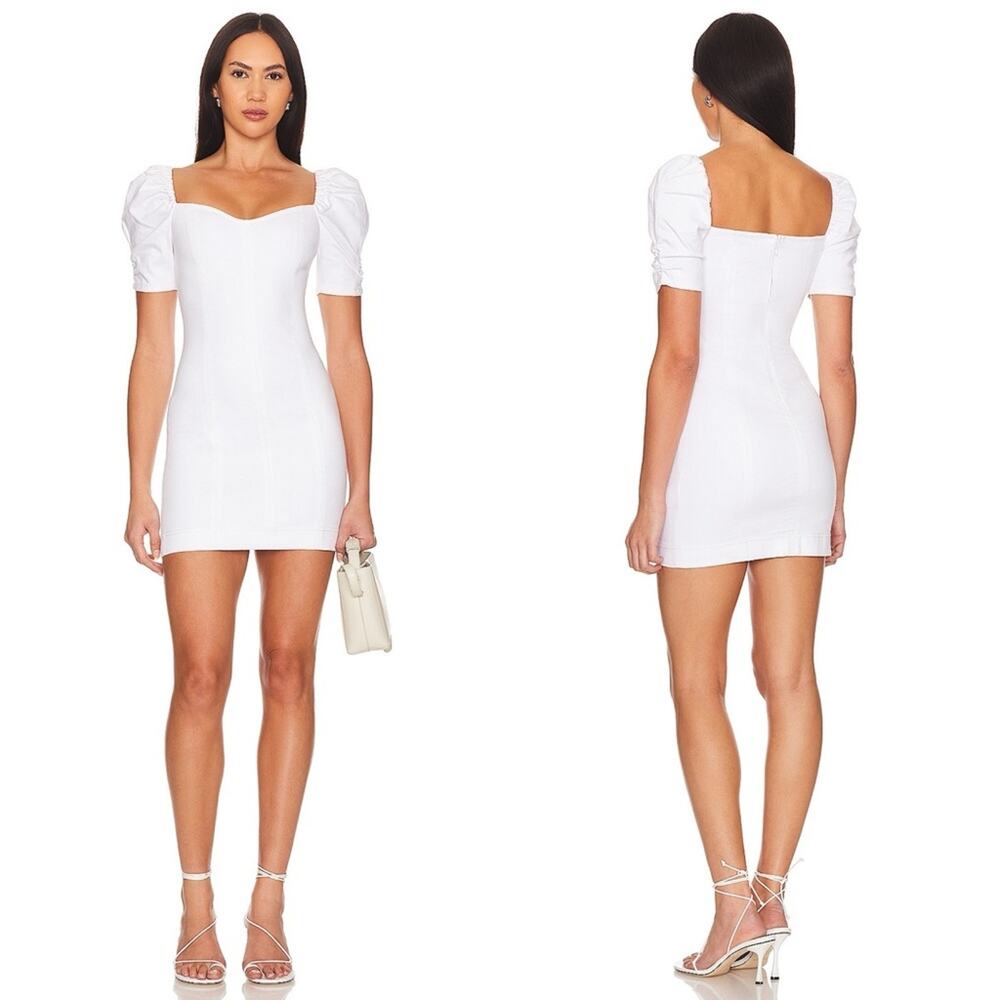 Alice + Olivia Mimi Puff Sleeve Mini Dress in Vintage Sugar 8 - Picture 6 of 7